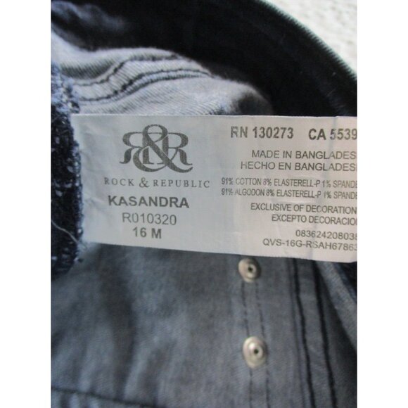Rock Republic Jeans Women's 16M Kasandra Flap Pockets Bootcut Stretch Dark Wash - Picture 10 of 11